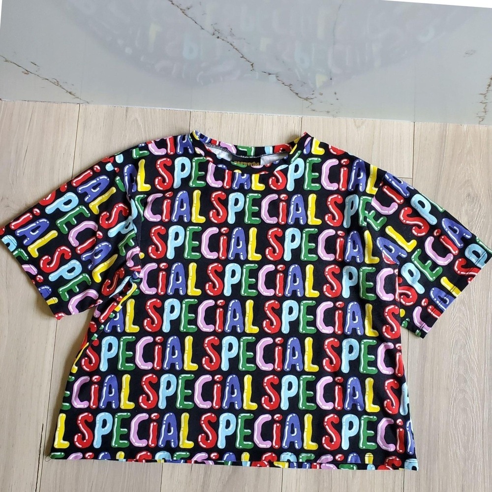 Nooworks SPECIAL Shirt Womens L Colorful Graphic Allover Print Jersey Top